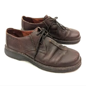 CLARKS mens brown leather oxford loafers casual dress shoes