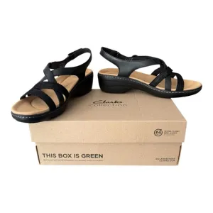 Clarks Merliah Bonita Foam Black Adjustable Strap Leather Sandal Womens Size 11