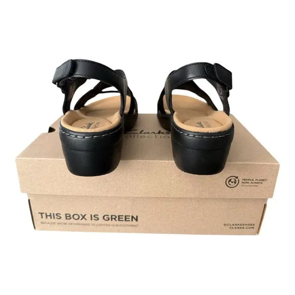 Clarks Merliah Bonita Foam Black Adjustable Strap Leather Sandal Womens Size 11