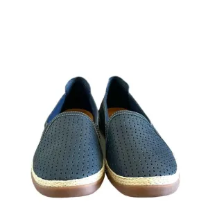 Clarks NEW Elaina Ruby Leather Perforated Slip-On Espadrilles In Navy  Size 12