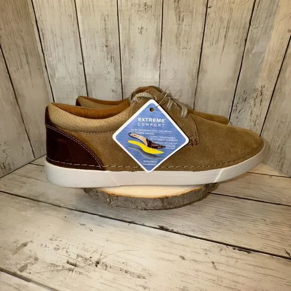 Clarks NWOB Men's 10.5 Tan Leather Gerald Low Lace Up Shoes Comfy Casual Suede