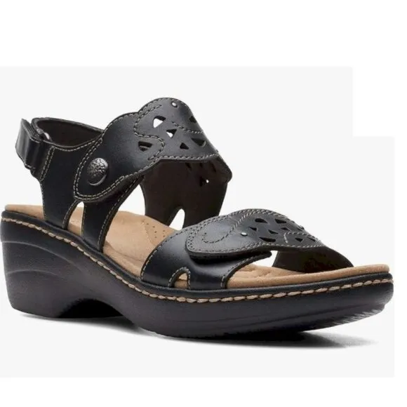 Clarks™ Women's Black Merliah Dove Sandal Women's Size 7W NWOB