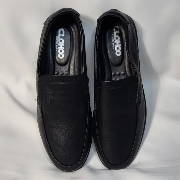 Clohoo Men's Black NWOT Handcrafted Cowhide Faux Leather Slip-On Loafers Sz US 7