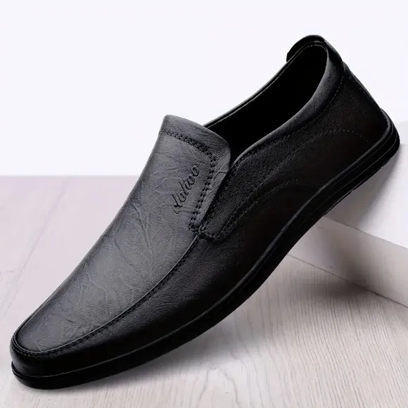 Clohoo Men's Black NWOT Handcrafted Cowhide Faux Leather Slip-On Loafers Sz US 7