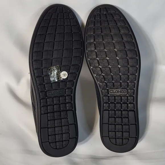 Clohoo Men's Black NWOT Handcrafted Cowhide Faux Leather Slip-On Loafers Sz US 7