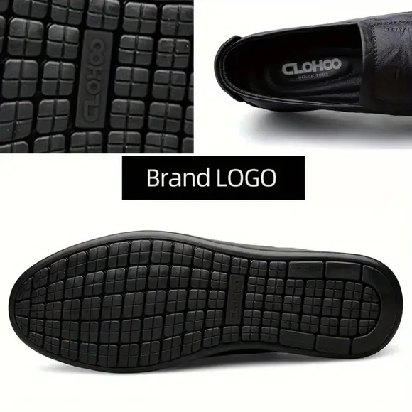 Clohoo Men's Black NWOT Handcrafted Cowhide Faux Leather Slip-On Loafers Sz US 7