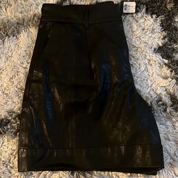 Club Monaco Collection Black Leather Shorts