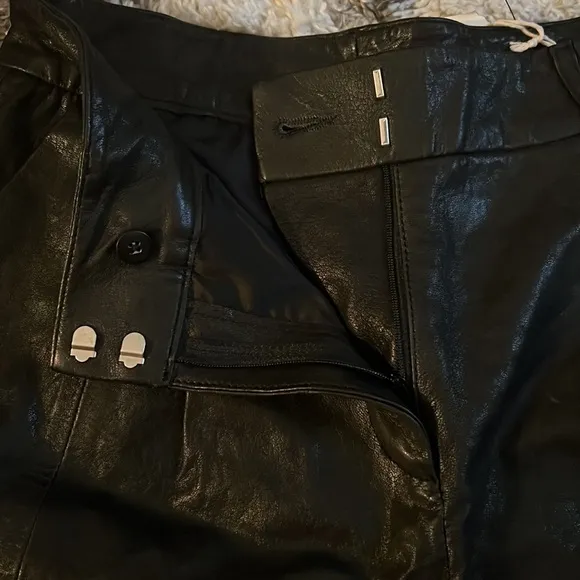 Club Monaco Collection Black Leather Shorts