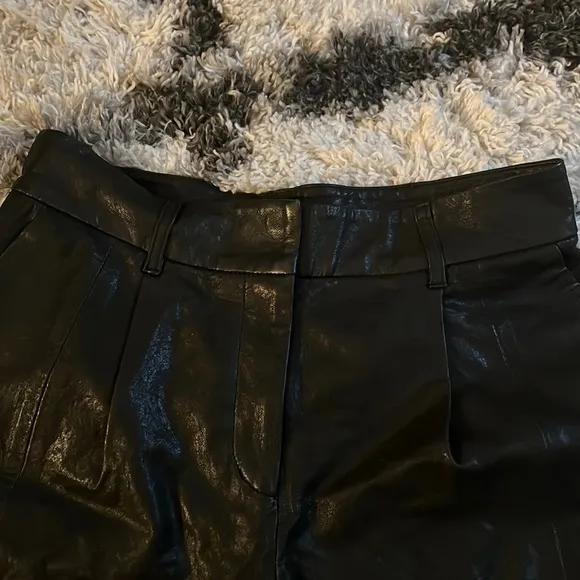 Club Monaco Collection Black Leather Shorts