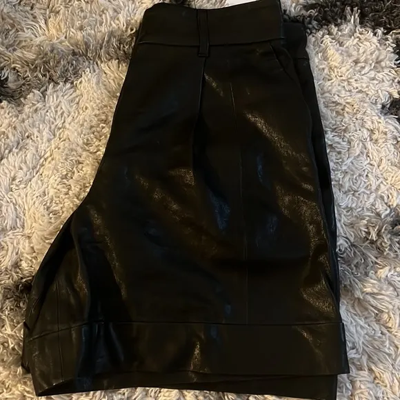 Club Monaco Collection Black Leather Shorts