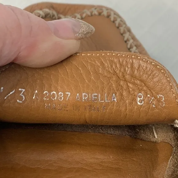 Coach Ariella Leather Loafers in tan with silver hardware