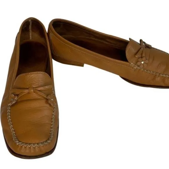 Coach Ariella Leather Loafers in tan with silver hardware