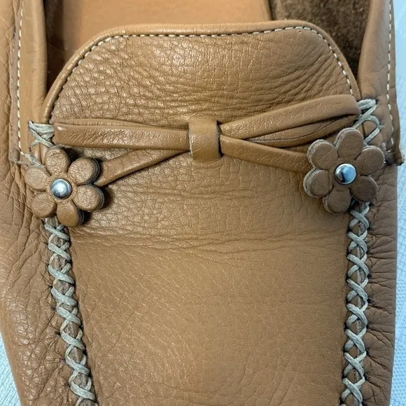Coach Ariella Leather Loafers in tan with silver hardware