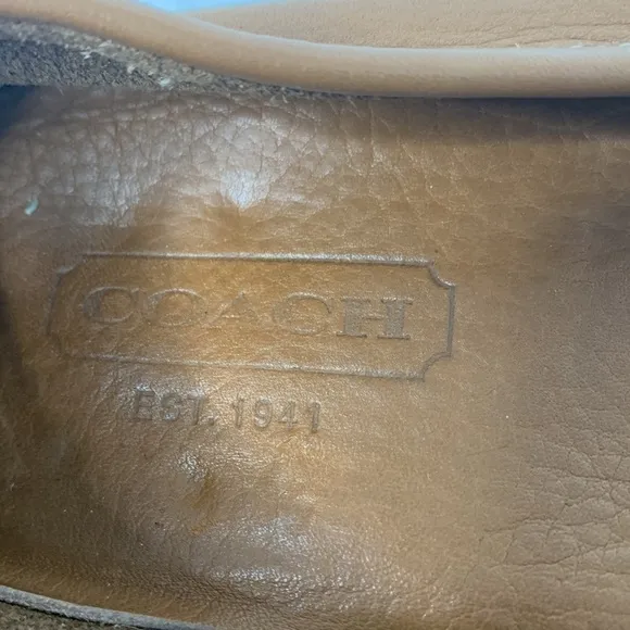 Coach Ariella Leather Loafers in tan with silver hardware