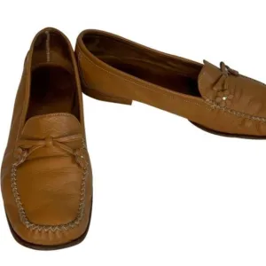 Coach Ariella Leather Loafers in tan with silver hardware