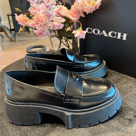 Coach Black Leather Loafers