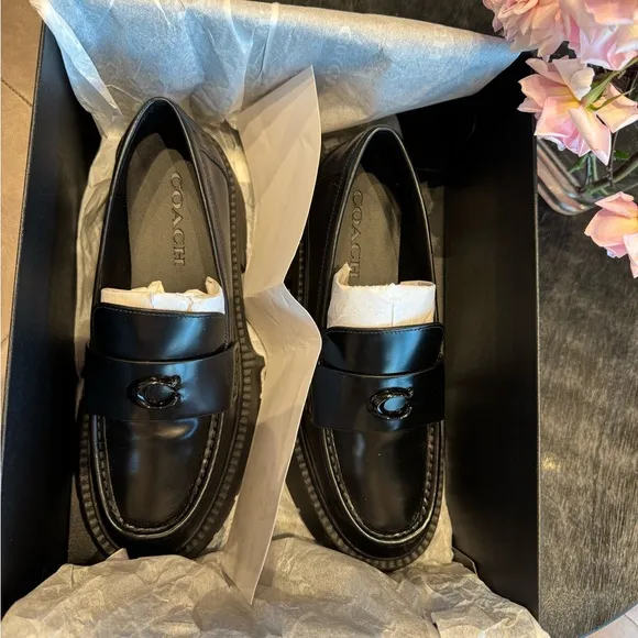 Coach Black Leather Loafers