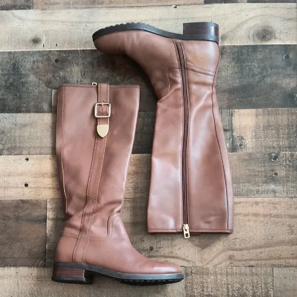Coach Easton Brown Leather Knee-High Riding Boots Sz 6 Women's