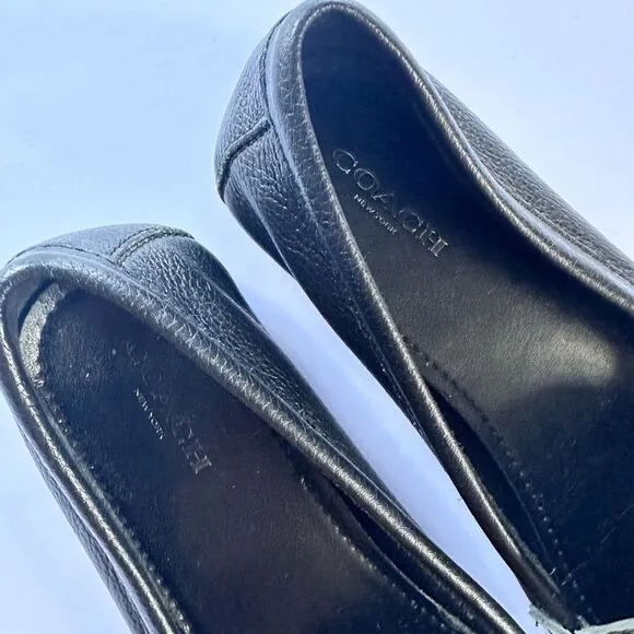 Coach Frederica Loafer in Black Pebble Grain Leather 6.5