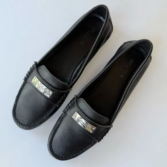 Coach Frederica Loafer in Black Pebble Grain Leather 6.5