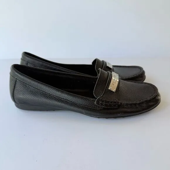 Coach Frederica Loafer in Black Pebble Grain Leather 6.5