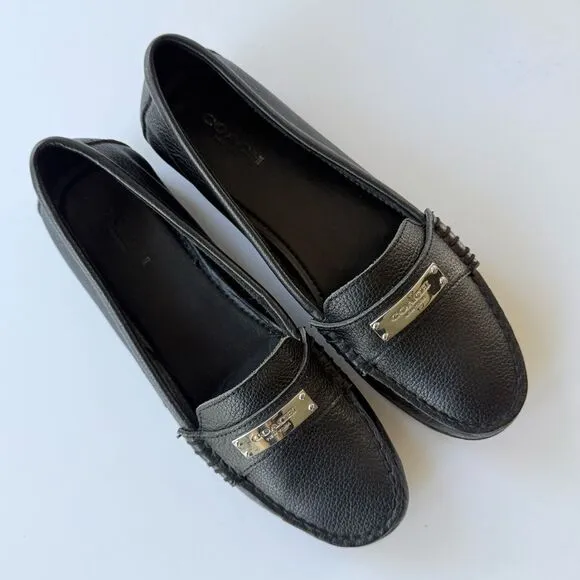 Coach Frederica Loafer in Black Pebble Grain Leather 6.5