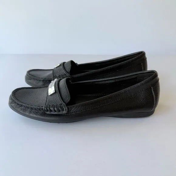 Coach Frederica Loafer in Black Pebble Grain Leather 6.5