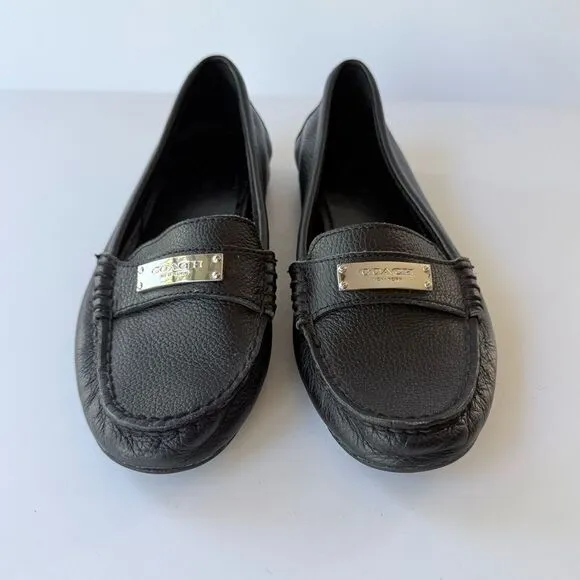 Coach Frederica Loafer in Black Pebble Grain Leather 6.5