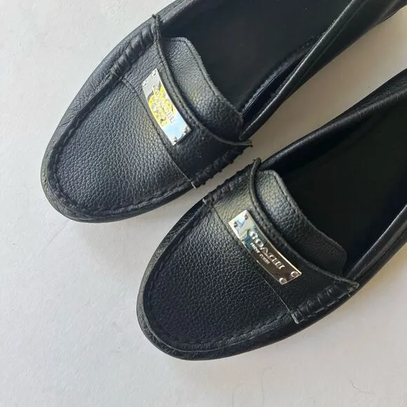 Coach Frederica Loafer in Black Pebble Grain Leather 6.5