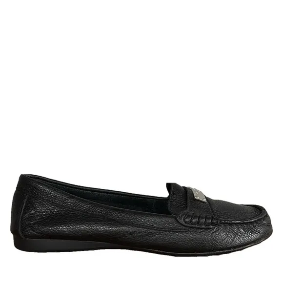 Coach Fredrica Black Pebbled Leather Loafers size 7