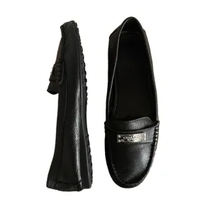 Coach Fredrica Black Pebbled Leather Loafers size 7