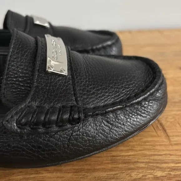 Coach Fredrica Black Pebbled Leather Loafers size 7