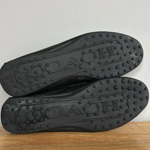 Coach Fredrica Black Pebbled Leather Loafers size 7