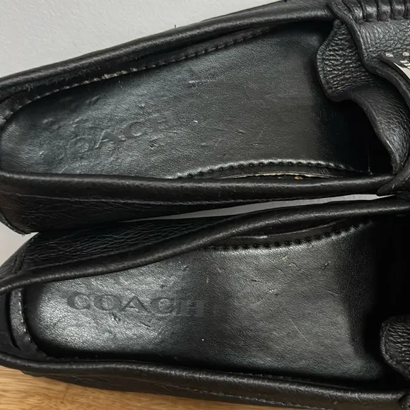 Coach Fredrica Black Pebbled Leather Loafers size 7