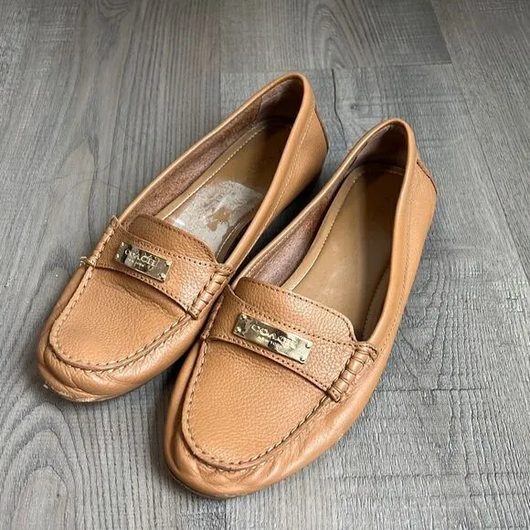 Coach Fredrica Loafers Pebbled Leather Size 6.5B Slip On Flats