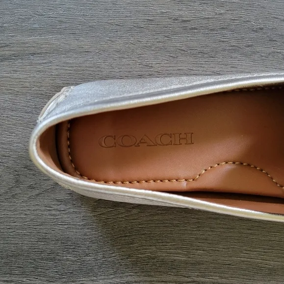 Coach Gold Metallic Pebbled Leather Loafers NWOB Size 7.5