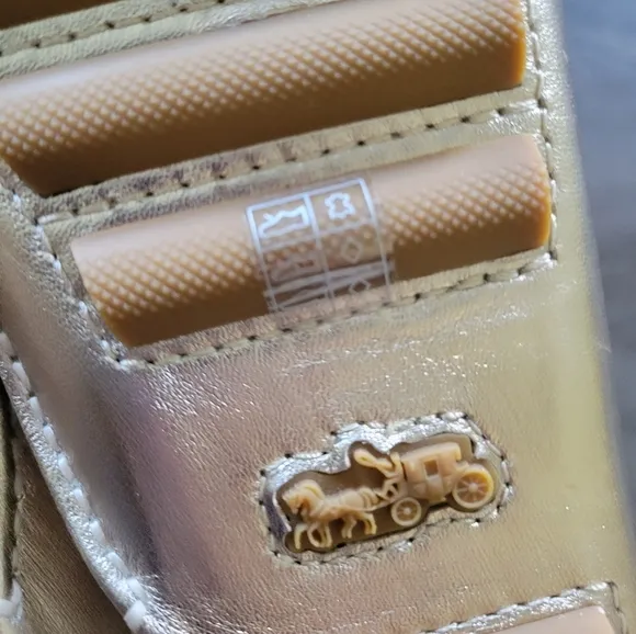 Coach Gold Metallic Pebbled Leather Loafers NWOB Size 7.5