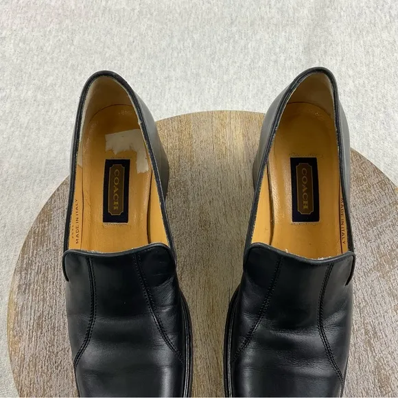 Coach J331 Women’s Loafers size:7B Leather Upper Slip-On chunky Block Heel Black