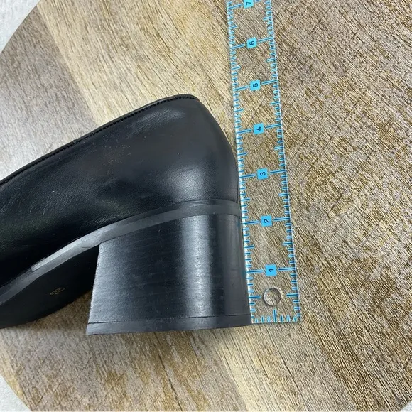 Coach J331 Women’s Loafers size:7B Leather Upper Slip-On chunky Block Heel Black