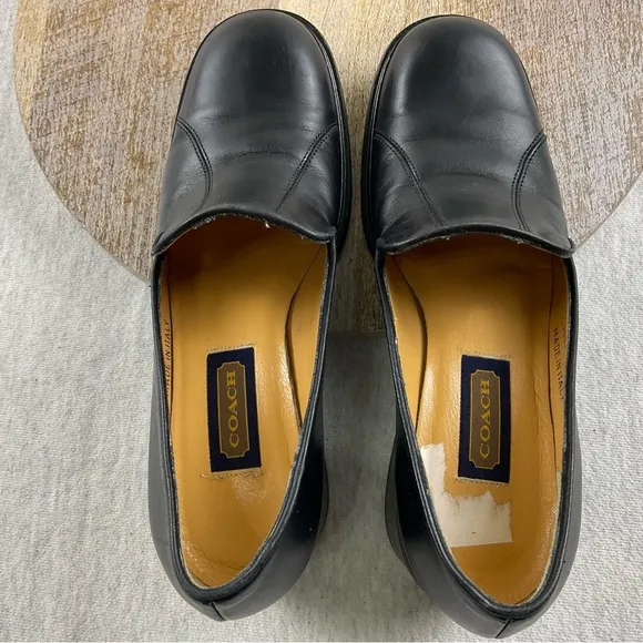 Coach J331 Women’s Loafers size:7B Leather Upper Slip-On chunky Block Heel Black