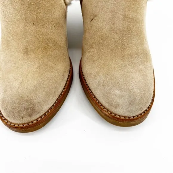 Coach Jordana Signature Suede Shearling Tan Boots Size 7.5