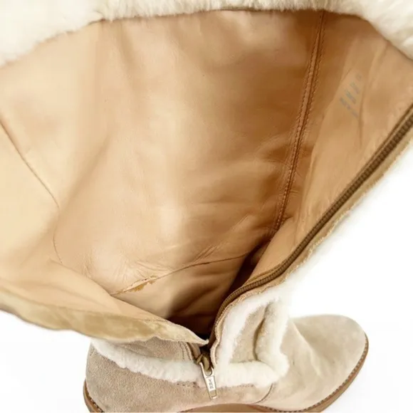 Coach Jordana Signature Suede Shearling Tan Boots Size 7.5