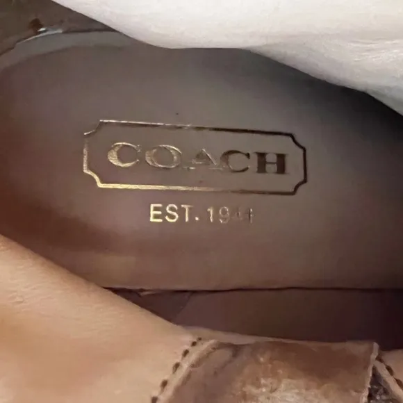 Coach Jordana Signature Suede Shearling Tan Boots Size 7.5