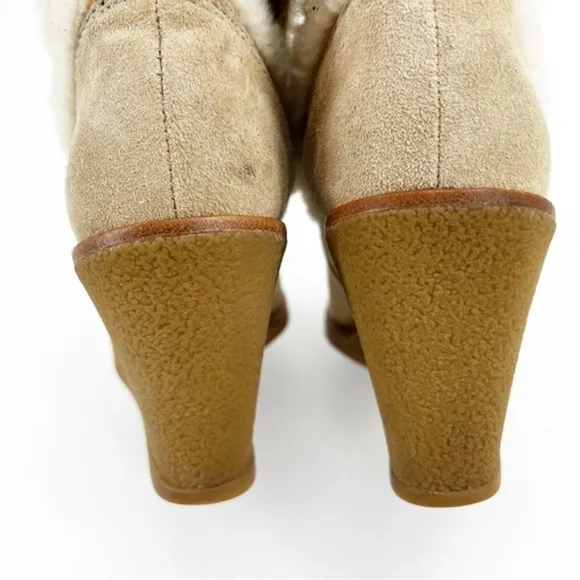 Coach Jordana Signature Suede Shearling Tan Boots Size 7.5