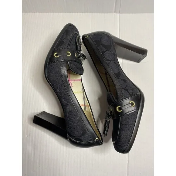 Coach Kristy Vintage Women Size 7 Black Leather Pump Heel Loafers