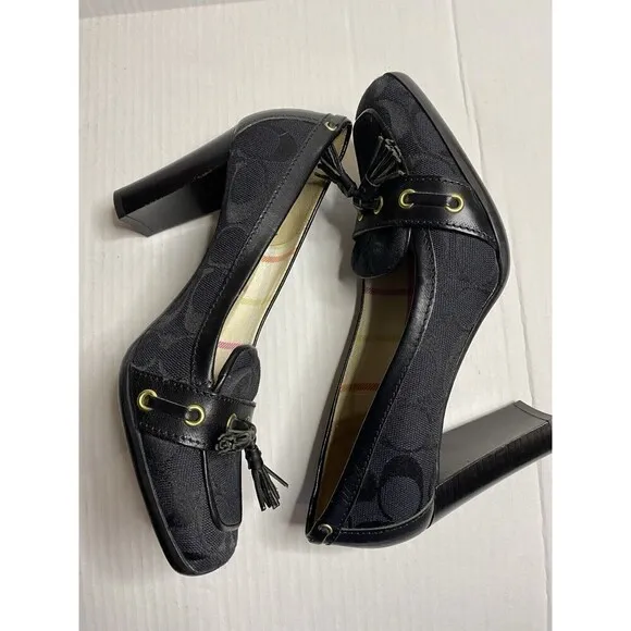 Coach Kristy Vintage Women Size 7 Black Leather Pump Heel Loafers