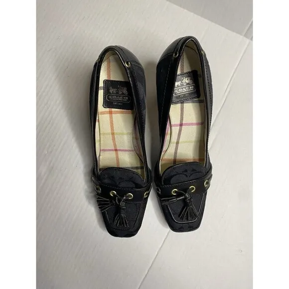 Coach Kristy Vintage Women Size 7 Black Leather Pump Heel Loafers