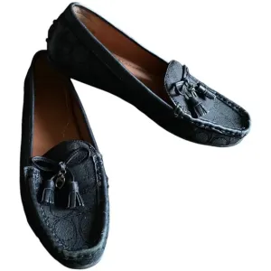Coach Leather Loafers Women's Size 6 1/2B Signature Classic Black Casual Accents