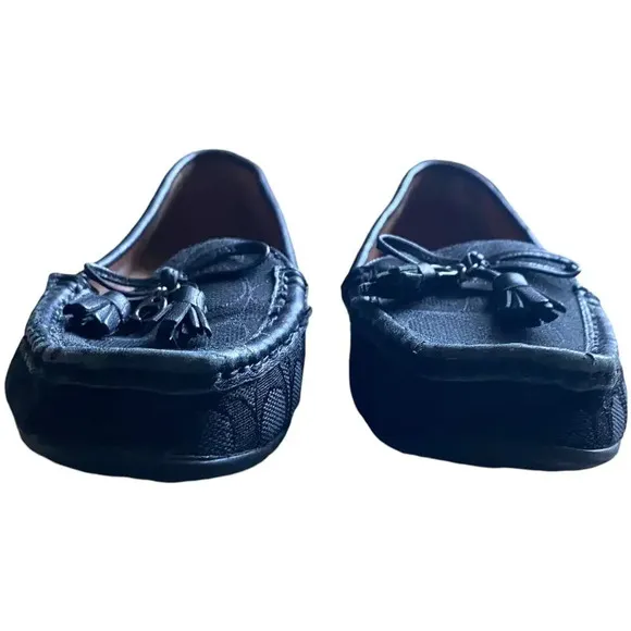 Coach Leather Loafers Women's Size 6 1/2B Signature Classic Black Casual Accents