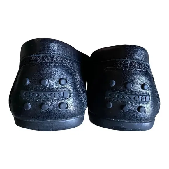 Coach Leather Loafers Women's Size 6 1/2B Signature Classic Black Casual Accents